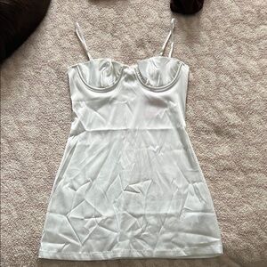 White Satin Cupped Mini Dress